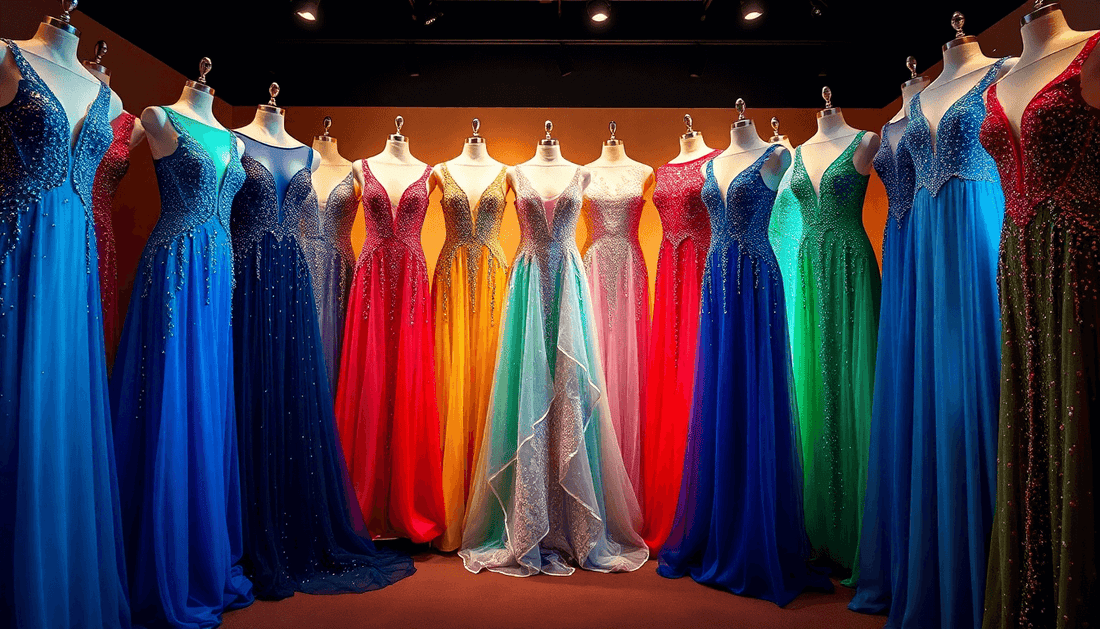 A beautiful set of glitter dresses from different colors