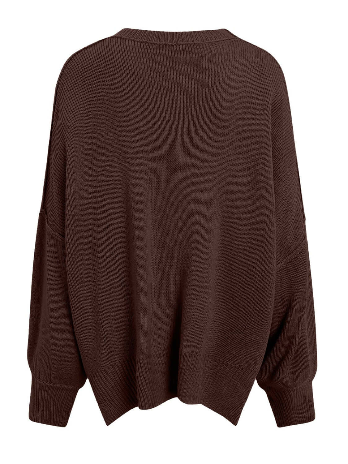 Chocolate Knit Top Round Neck Long Sleeve Sweater Product Image Back View