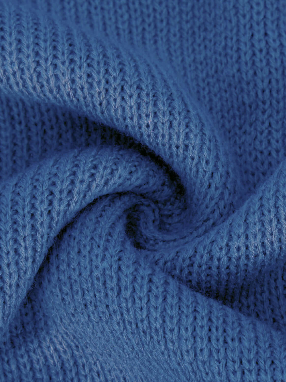 Knit Top Round Neck Long Sleeve Sweater Royal Blue Close Up Image