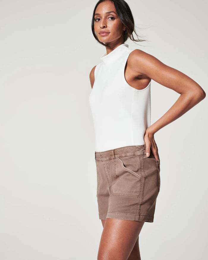 High-Waisted Linen A-Line Overall Short