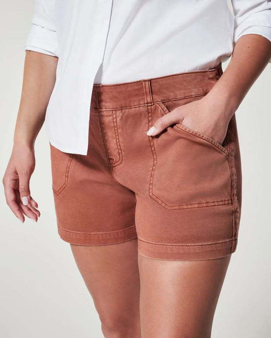 High-Waisted Linen A-Line Overall Short