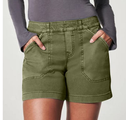 High-Waisted Linen A-Line Overall Short