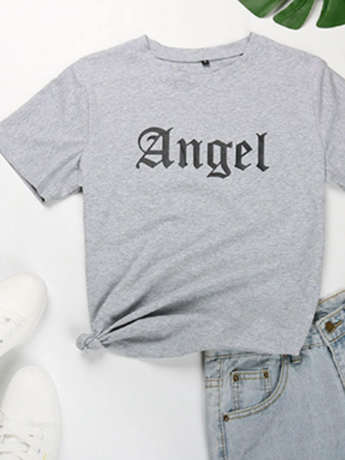 Perfee Angel T Shirt Gray Product Image Front View