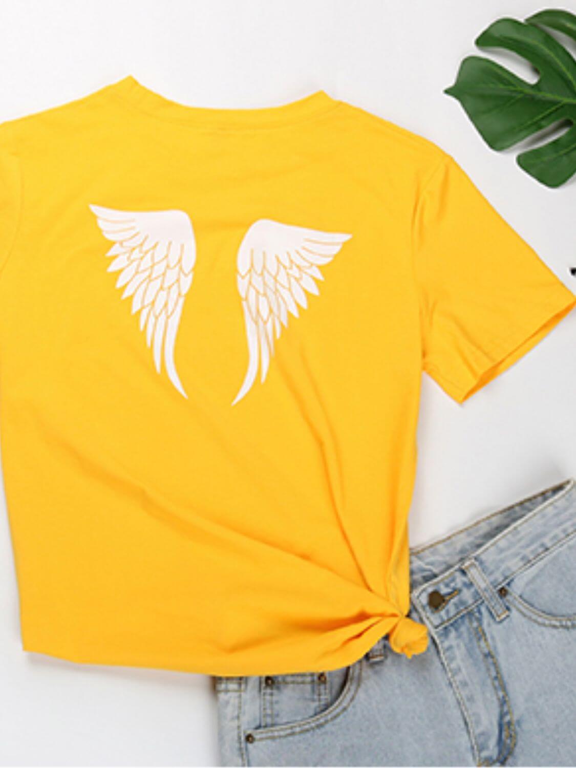 Perfee Angel T Shirt Yellow Product Image Back View