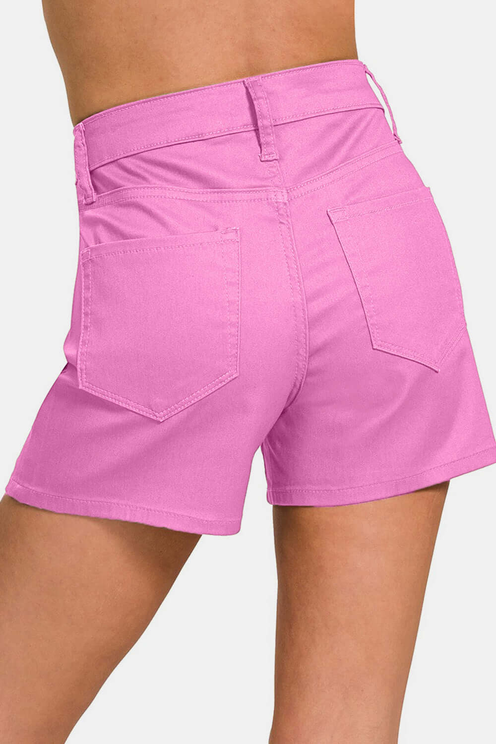 Back view of Zenana Denim Shorts Mauve